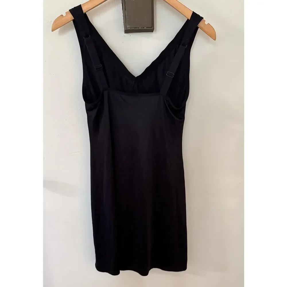 Vanity Fair Black Silky Nylon Slip Dress Nightgown Women’s 36 90s Vintage
